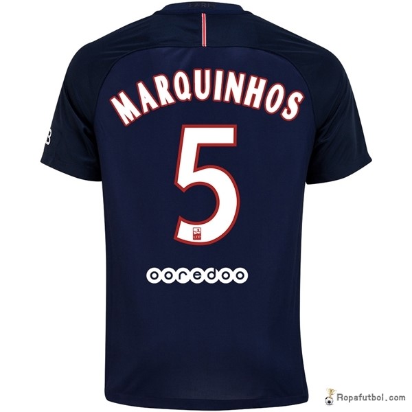 Camiseta Paris Saint Germain Replica Primera Ropa Marquinhos 2016/17 Azul